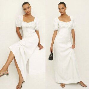 Reformation Cherise Linen Midi Long Dress NWT White Size 4